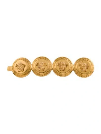 Pre-owned Versace Solid Hair Clip In Gold