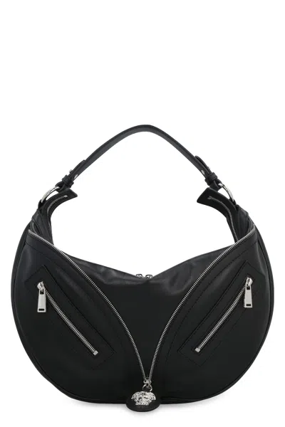 Versace Sophisticated Black Leather Shoulder Bag For Women