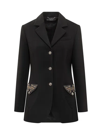 Versace Sophisticated Double-breasted Blazer In Black