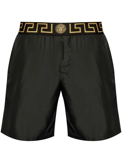 Versace Sophisticated Medusa-pattern Briefs In Black