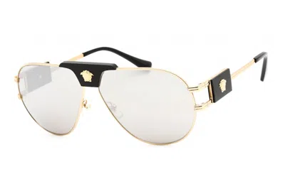 Pre-owned Versace Special Project Aviator Sunglasses In Gold (ve2252/10026g)