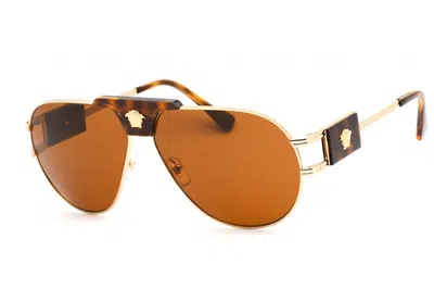 Pre-owned Versace Special Project Aviator Sunglasses In Gold (ve2252/147073)