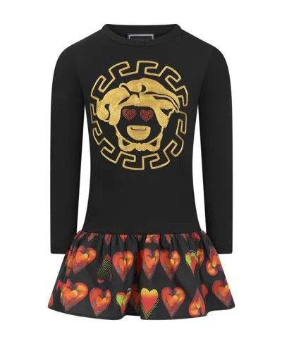 Versace Spliced Design Dress In Black