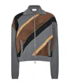 Versace Suede Patchwork Zip Jacket In Multi