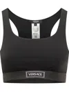 Versace Logo Label Jacquard Sports Bra In Black