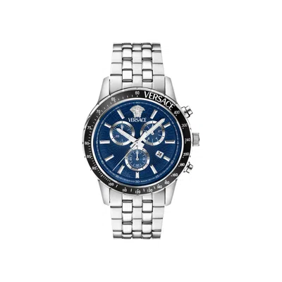 Pre-owned Versace Sport Chrono Bracelet Watch 'stainless Steel' | Silver | Men's Size Onesize