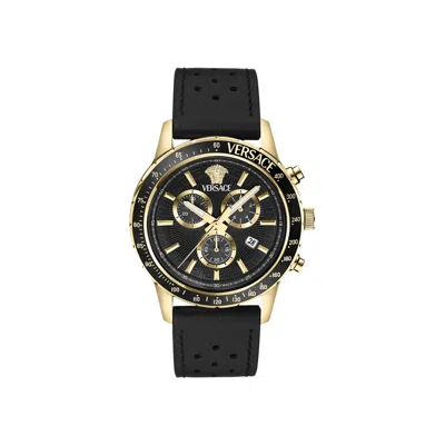 Pre-owned Versace Sport Chrono Leather Watch 'gold' | Men's Size Onesize