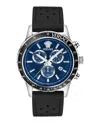 Versace Sport Chrono Leather Watch In Black