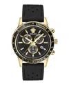 Versace Sport Chrono Leather Watch In Black