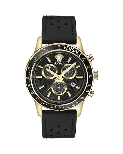 VERSACE SPORT CHRONOGRAPH LEATHER WATCH, 44MM