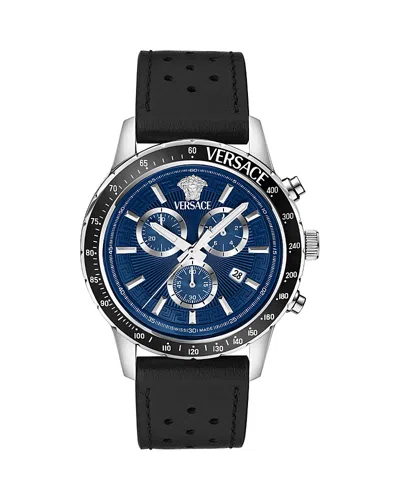 VERSACE SPORT CHRONOGRAPH LEATHER WATCH, 44MM