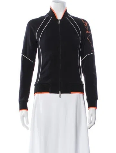 Pre-owned Versace Sport Graphic Print Bomber Jacket In Black