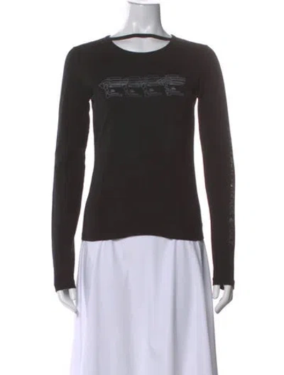 Pre-owned Versace Sport Graphic Print Crew Neck Top In Black