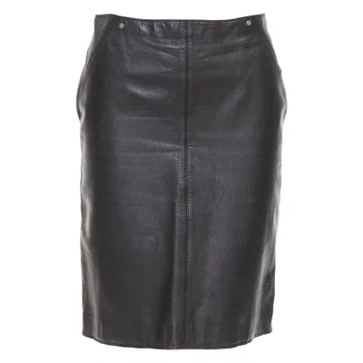 Pre-owned Versace Sport Vintage Black Leather Medusa Print Pencil Skirt It40 S