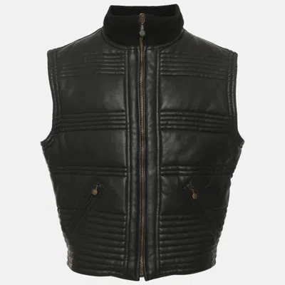 Pre-owned Versace Sports Black Leather Vest M