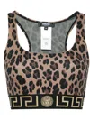 Versace Greca-pattern Sport Bra In Brown