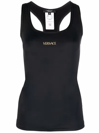 Versace Sporty Top With Logo In Black
