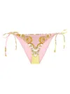 Versace Barocco Print String Bikini Bottoms In Multi