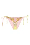 Versace Barocco Print String Bikini Bottoms In Multi