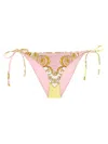 Versace Printed Tie-side Bikini Bottom In Pink