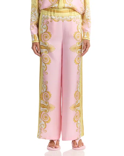 Versace Multicolor Trousers With Elastic Waist And All-over Geometric Print In Silk Woman