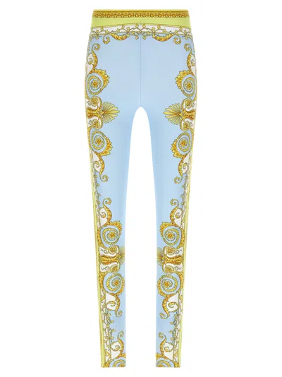 VERSACE SPRING BAROCCO LEGGINGS LIGHT BLUE