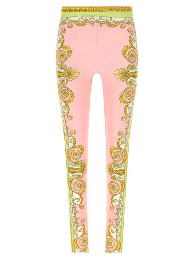 Versace Spring Barocco Leggings In Brown