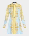 Versace Printed Silk Twill Midi Shirt Dress In Multi
