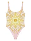 Versace Multicolor One-piece Swimsuit With All-over Medusa Print In Tech Fabric For Women In Pink