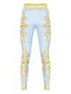 Versace Light Blue Baroque Pattern Work-out Leggings In Blue