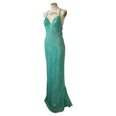 Pre-owned Versace Spring/summer 2000 Seafoam Lace Gown In Blue