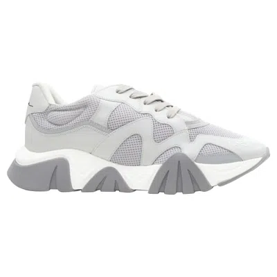 Versace Squalo Leather Mesh Sneakers In Gray