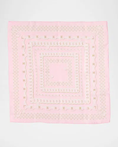 Versace Large Silk Chain Pattern Square Scarf In Multicolor