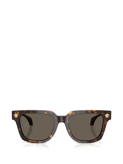 Versace Square Emblem Sunglasses In Brown