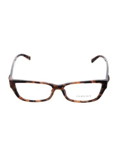 Pre-owned Versace Square Eyeglasses In Brown