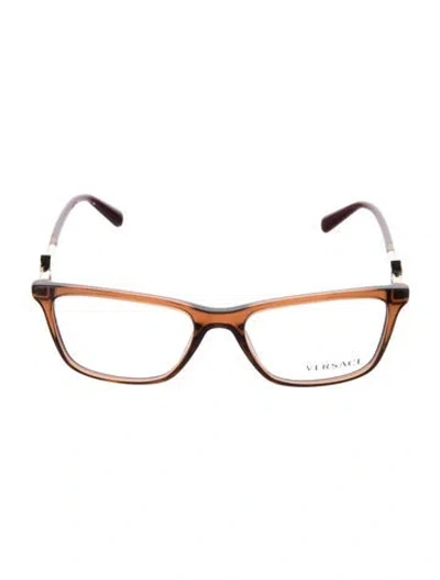 Pre-owned Versace Square Eyeglasses In Brown