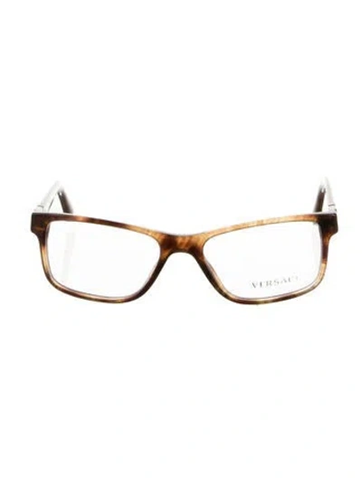 Pre-owned Versace Square Eyeglasses In Brown