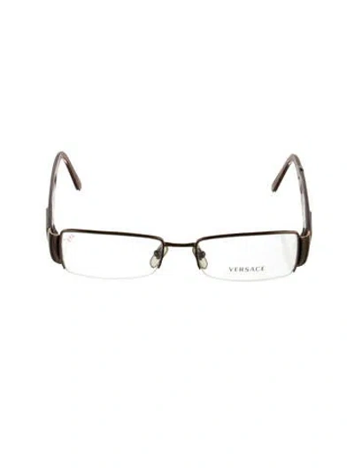 Pre-owned Versace Square Eyeglasses In Brown
