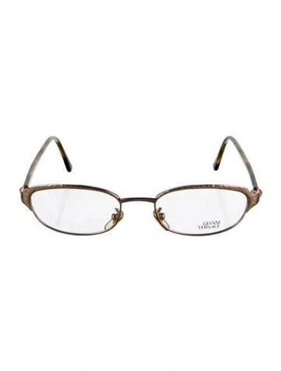 Pre-owned Versace Square Eyeglasses In Gold