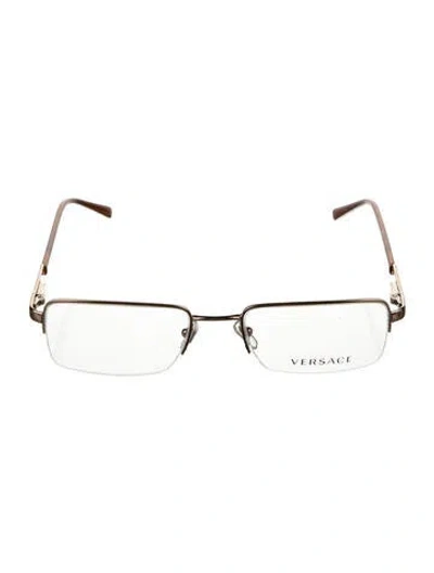 Pre-owned Versace Square Eyeglasses In Silver