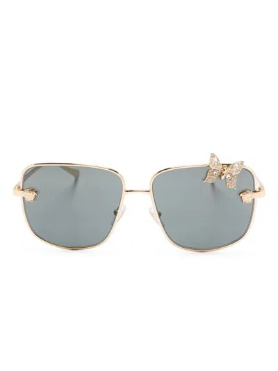 Versace Square-frame Sunglasses In Gold