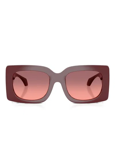 Versace Sonnenbrille Mit Eckigem Gestell In Red