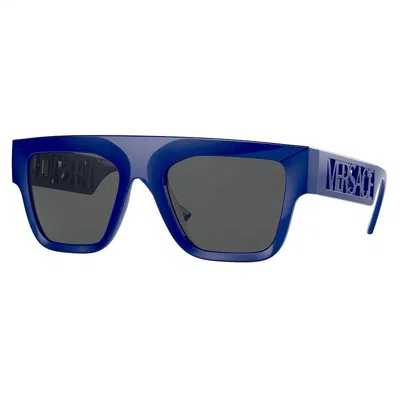 Versace Square Full Rim, With A Bluette Frame And Dark Grey Lens.