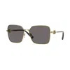 Versace Square Full Rim, With A Gold Frame And Grey Polarized Lens.