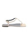 Versace Square-headed Flat Sandals In Nude