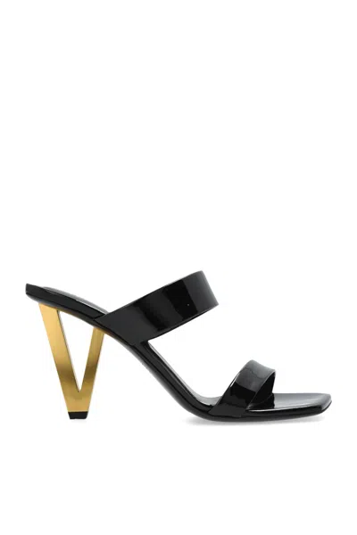 Versace Square-headed High-heeled Sandals In Black