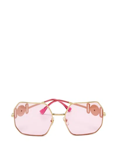 Pre-owned Versace Square Medusa Sunglasses In Gold