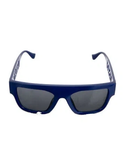 Pre-owned Versace Square Mirrored Sunglasses In Blue