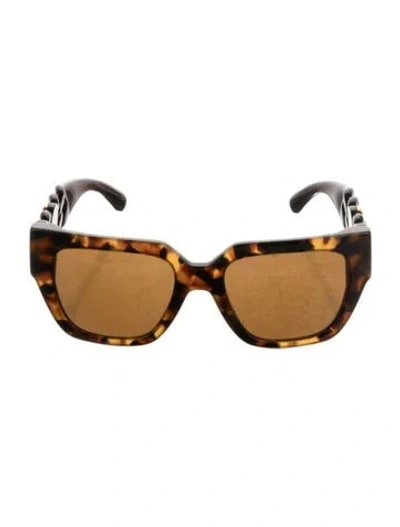 Pre-owned Versace Square Mirrored Sunglasses In Brown