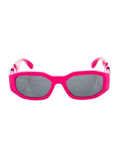 Pre-owned Versace Square Mirrored Sunglasses In Pink